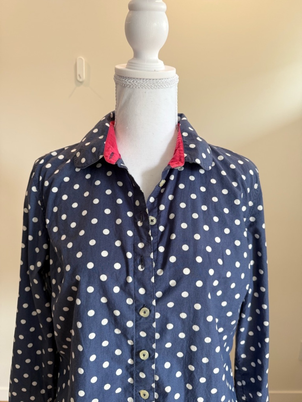 Boden Polka Dot Button Down Shirt size 12 Tailored Scandi Girl Business Casual - Picture 6 of 10